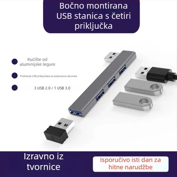 YMCHN ym006 USB 3.0 hub s pravim kutom od aluminijske legure, 1–4 priključka, Type-C docking stanica