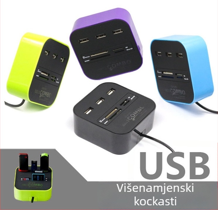 LTC-H252COMBO USB 2.0 All-in-One Čitač kartica i hub – 480 Mbps, Ispis logotipa, Prilagodba, LED indikator
