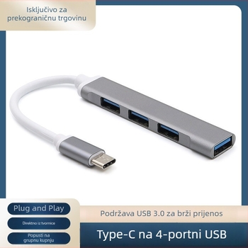 Aluminijska legura Type-C na USB 3.0 hub s 4 porta, OTG docking stanica
