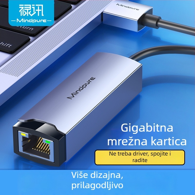 Ur004 USB gigabitna mrežna kartica Realtek RTL8153, USB 3.0, 10/100/1000 Mbps, bez upravljačkog programa