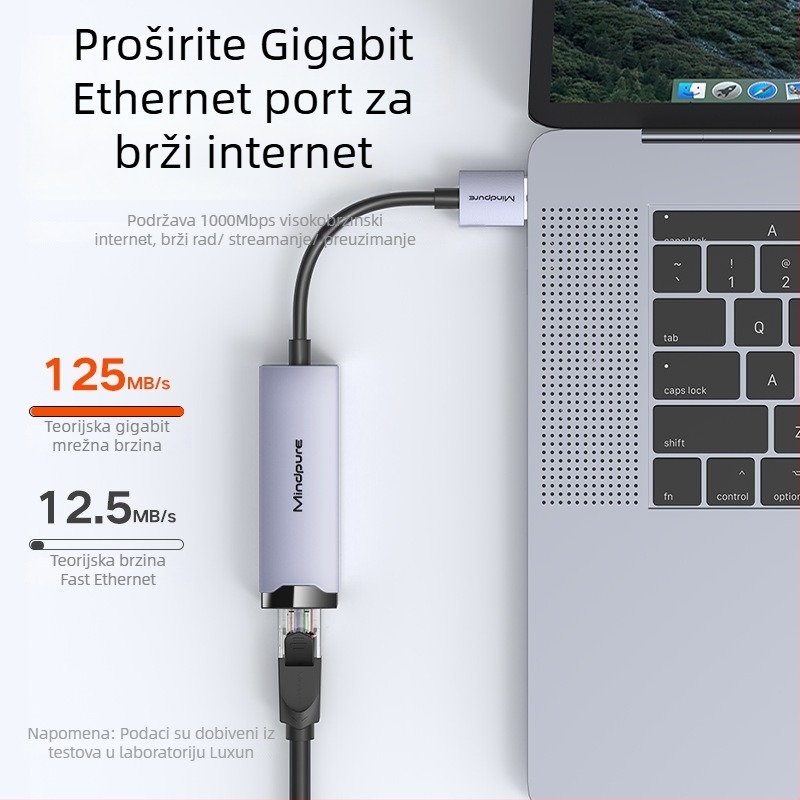 Ur004 USB gigabitna mrežna kartica Realtek RTL8153, USB 3.0, 10/100/1000 Mbps, bez upravljačkog programa
