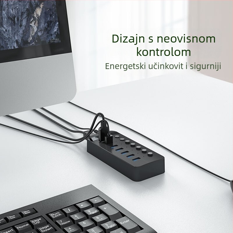 Orico USB 3.0 hub s 7 portova, neovisnim prekidačem i vanjskim napajanjem