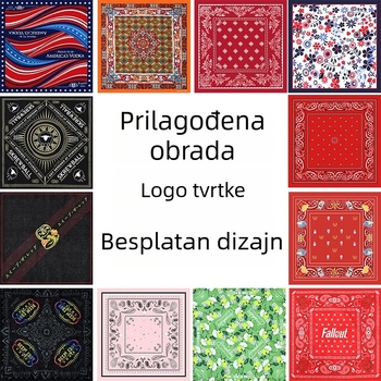 Kvadratni šal s logom, pamuk-poliester, 55×55 cm, digitalna i sitotisk, prilagodba
