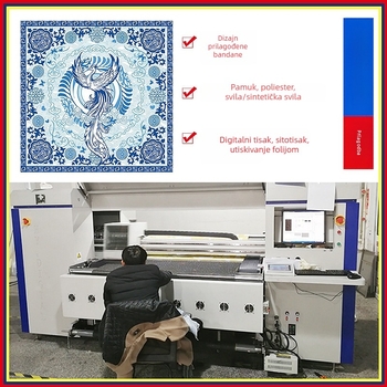 Kvadratni šal s logom, pamuk-poliester, 55×55 cm, digitalna i sitotisk, prilagodba