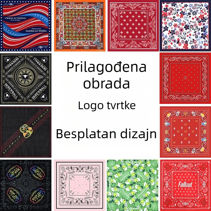 Kvadratni šal s logom, pamuk-poliester, 55×55 cm, digitalna i sitotisk, prilagodba