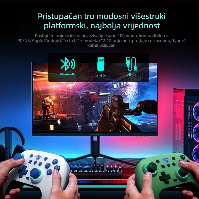 Bežični Switch kontroler s Bluetoothom za PC, Android i iOS – joystick s Hall senzorom