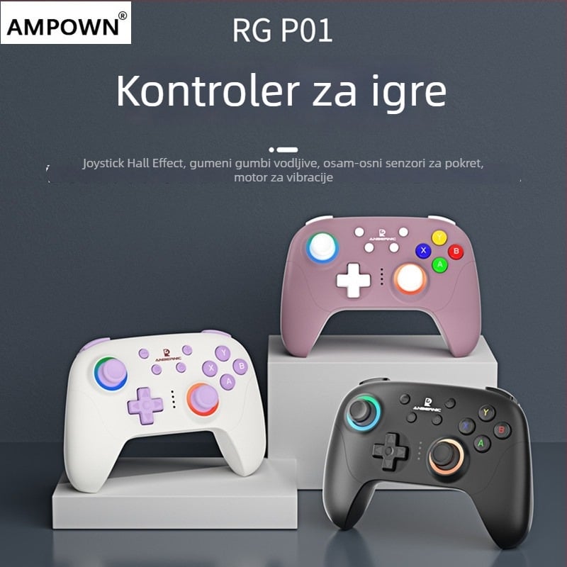 AMPOWN RGP01 gamepad — Bežični višenamjenski kontroler s Bluetooth 5.3/2.4G, USB, vibracija, RGB osvjetljenje