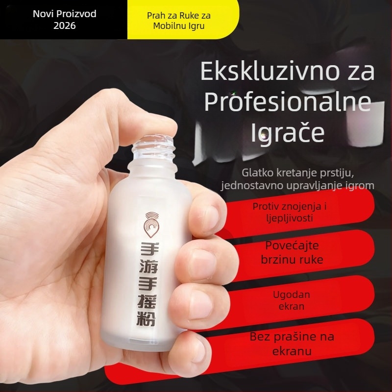 Prašak za dlanove igre - protiv znojenja, poboljšava brzinu ruke, štiti zaslon i prste, univerzalno za mobilne igre
