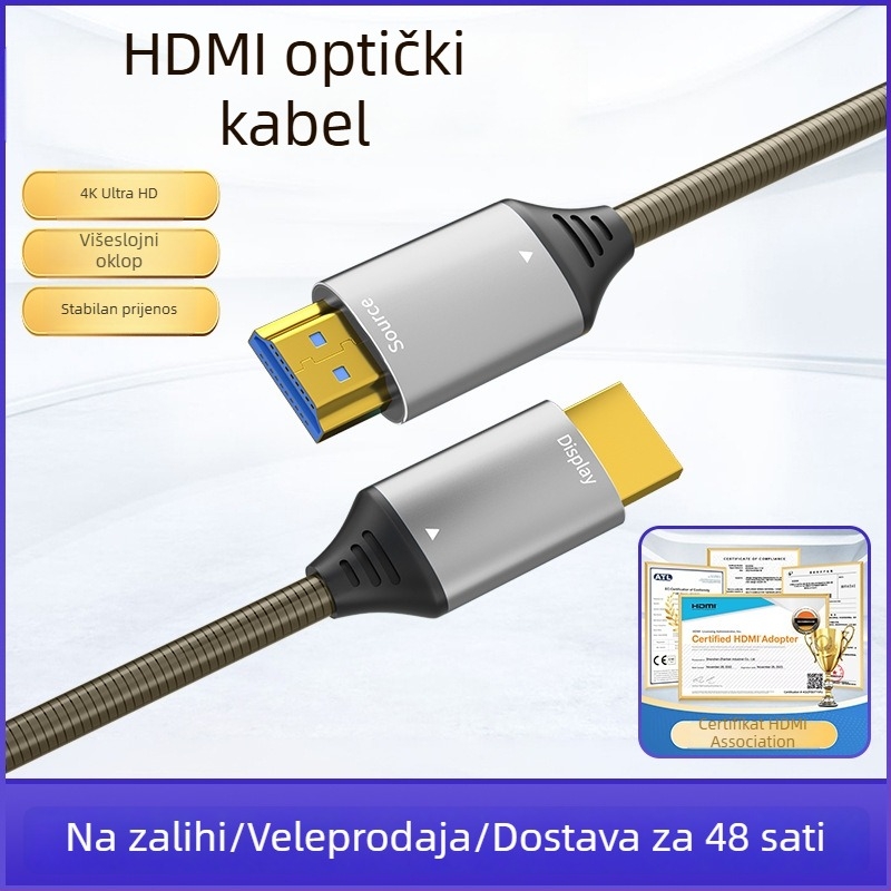 HDMI kabel 2.0, 4K, bakreno jezgro s galvaniziranim slojem i zlatnim priključcima, optični HDMI kabel, 60 Hz