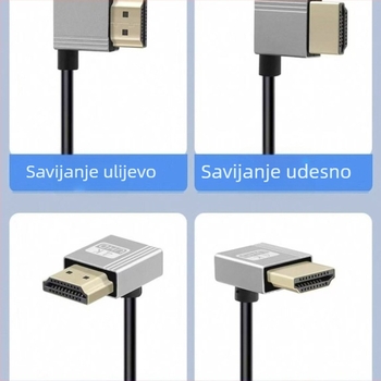 4K HDMI kabel, dužine 2,4 m, 90° kut, za TV, računalo, projektor i kameru