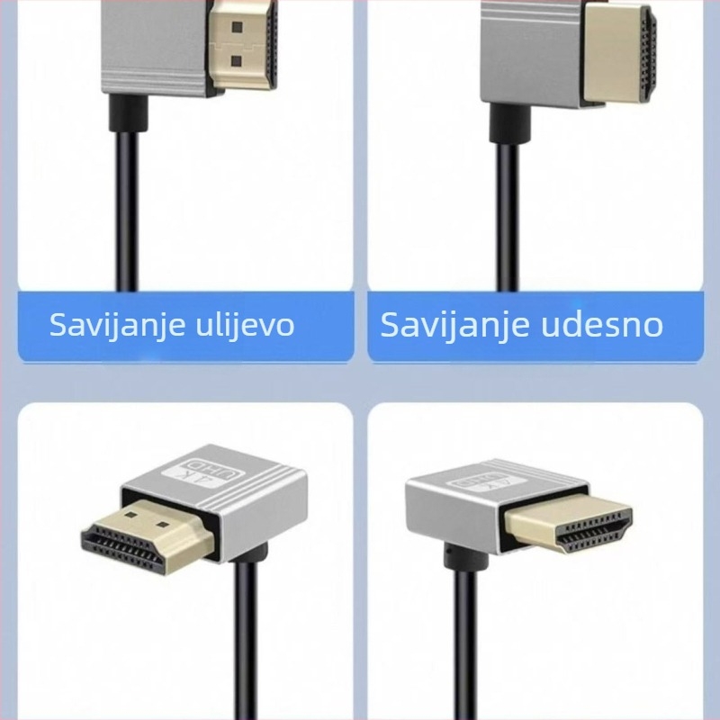 4K HDMI kabel, dužine 2,4 m, 90° kut, za TV, računalo, projektor i kameru