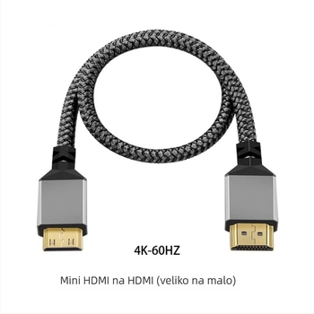 XZT HDMI Mini kabel, HDMI 2.0, 4K video, bakreni vodič, kućište od aluminijske legure