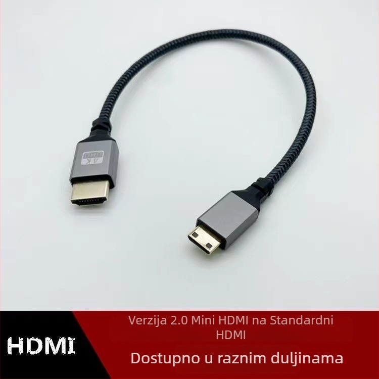 XZT HDMI Mini kabel, HDMI 2.0, 4K video, bakreni vodič, kućište od aluminijske legure