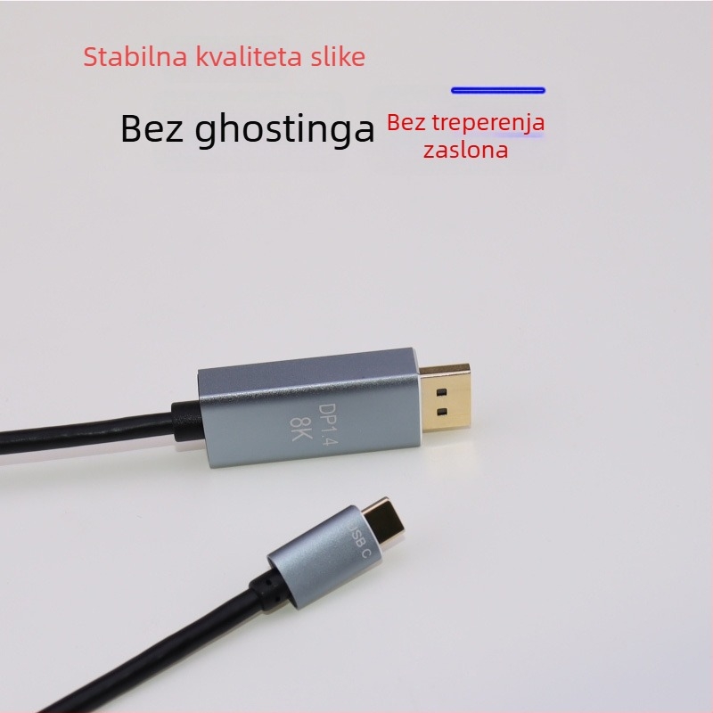 USB-C na DP adapter za 8K HD, 2 m kabel od legure, USB 3.1 sučelje