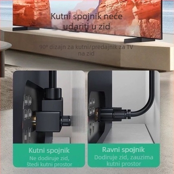 VGA kabel s 270° zavojem, muški konektor ravni na zakrivljeni ženski konektor, bakar bez kisika, zlatni kontakti, duljina 0,5–20 m