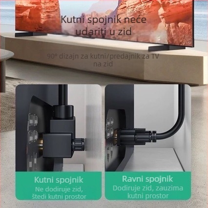 VGA kabel s 270° zavojem, muški konektor ravni na zakrivljeni ženski konektor, bakar bez kisika, zlatni kontakti, duljina 0,5–20 m