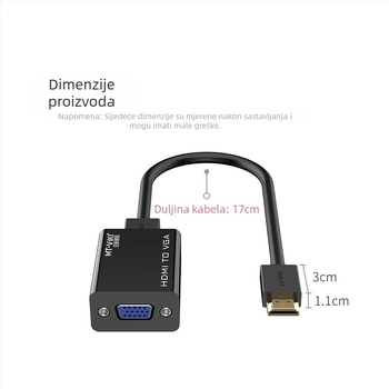 Maituo M02 HDMI na VGA pretvarač, bakar bez kisika, kabel 17 cm