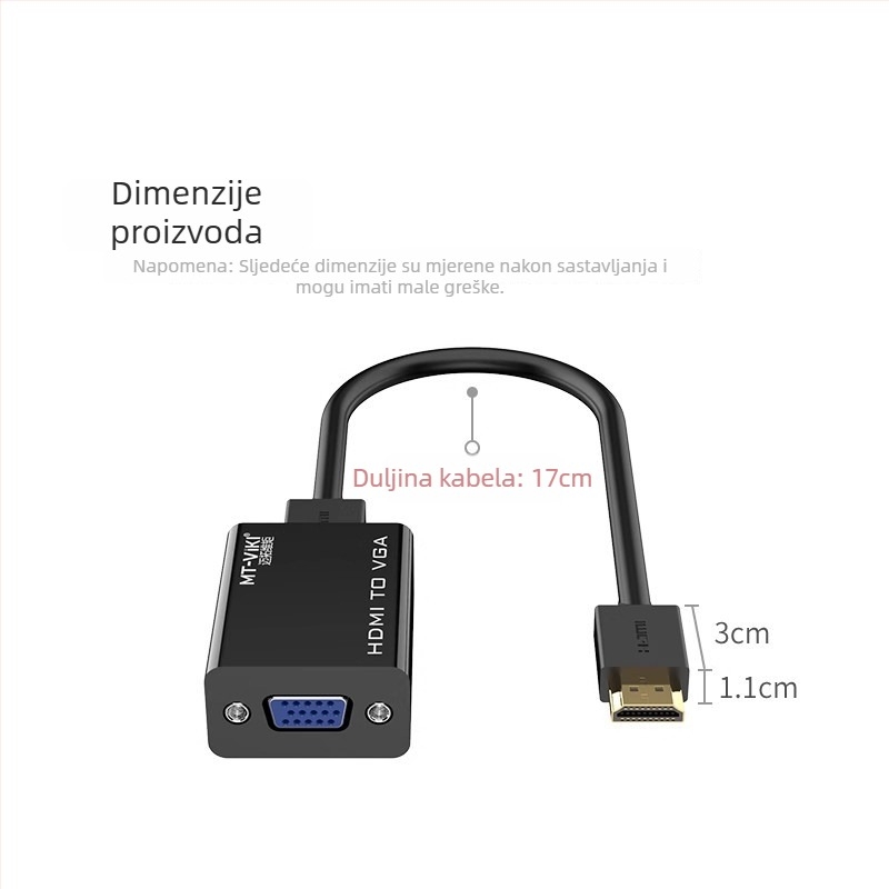 Maituo M02 HDMI na VGA pretvarač, bakar bez kisika, kabel 17 cm