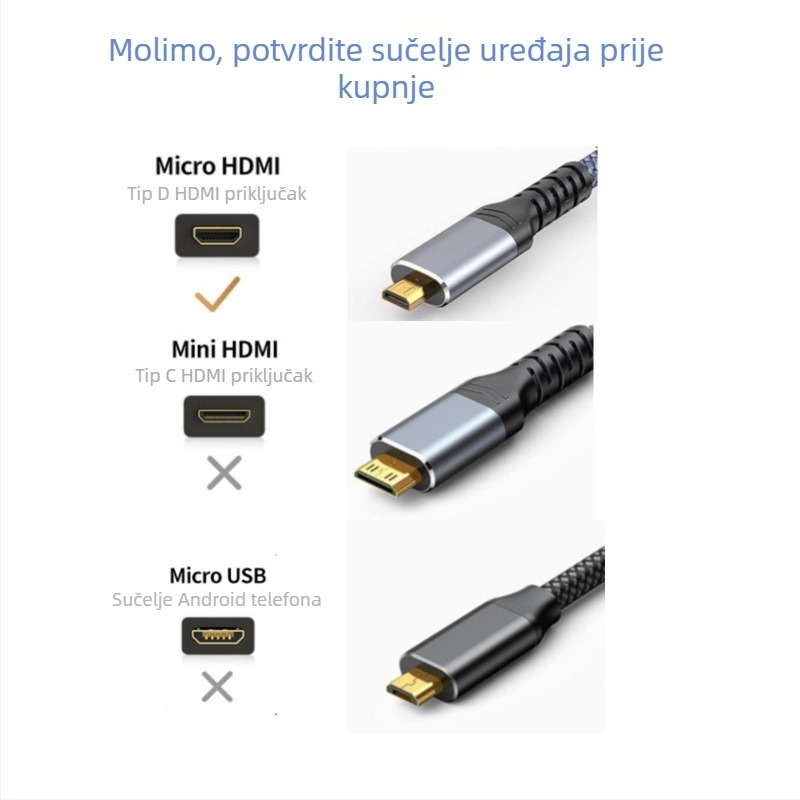 XZ HD7-07 kabel micro HDMI–HDMI, 4K podrška, OFC bakar s pozlaćenim konektorima