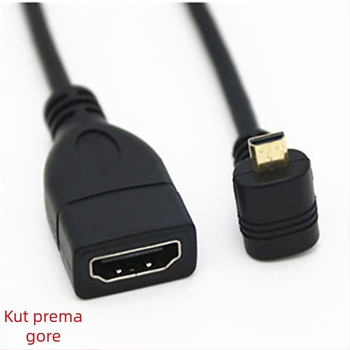 HDMI samica–Micro HDMI 4K adapter kabel s lijevim, desnim, gornjim i donjim zavojem, duljina 0,15 m