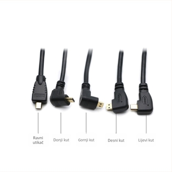 Micro HDMI–HDMI adapter kabel, samički konektor, zlatni premaz, duljina 0,15 m
