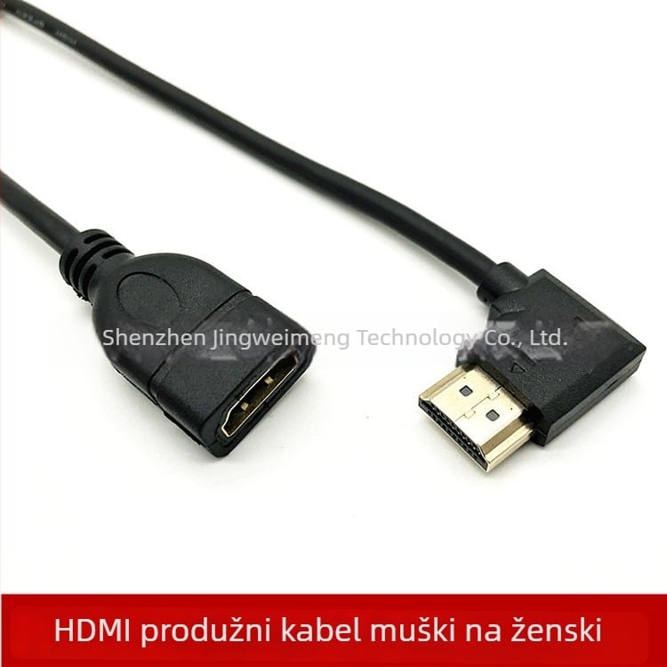 HDMI produžni kabel s kutom od 90 stupnjeva, muški–ženski, 4K