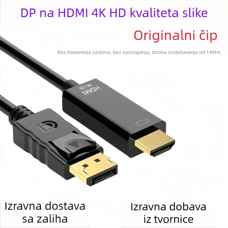 DP na HDMI kabel, adapter kabel 4K/1080p za projektor i PC, video kabel za veliki zaslon