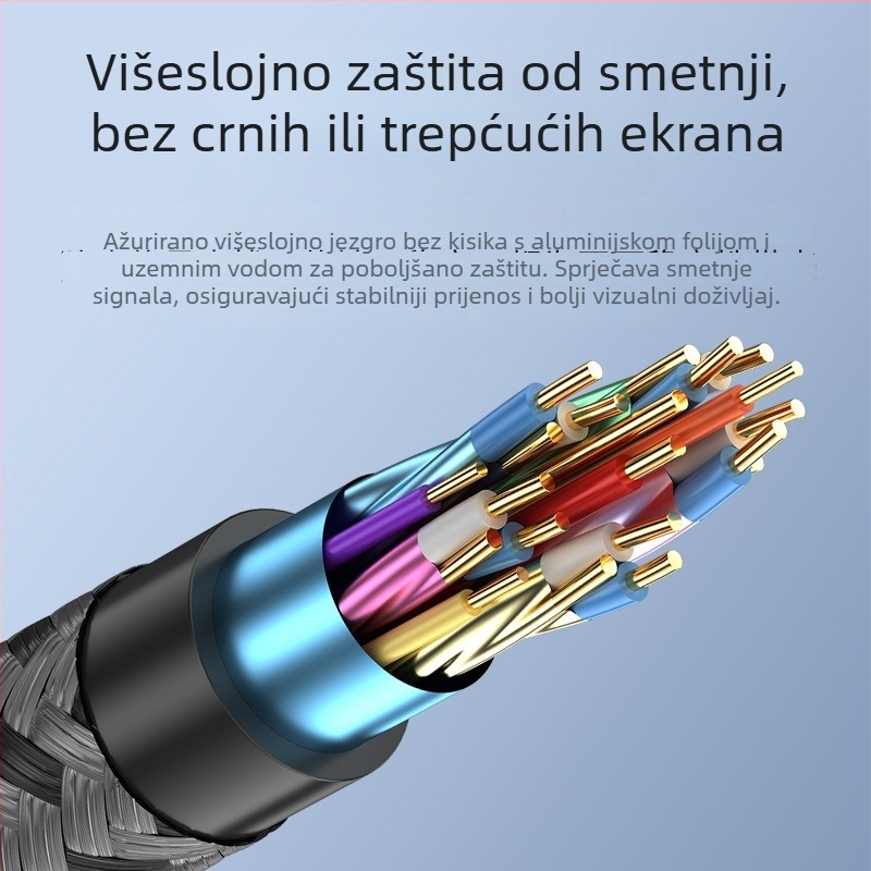 DisplayPort video kabel DP16K, DP2.1, bakreni vodiči, aluminijsko kućište s pozlaćenim kontaktima