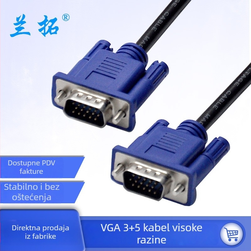 VGA kabel 1,5 m, muško-muški, za PC, monitor i projektor, bakreno obloženi čelični vodnik