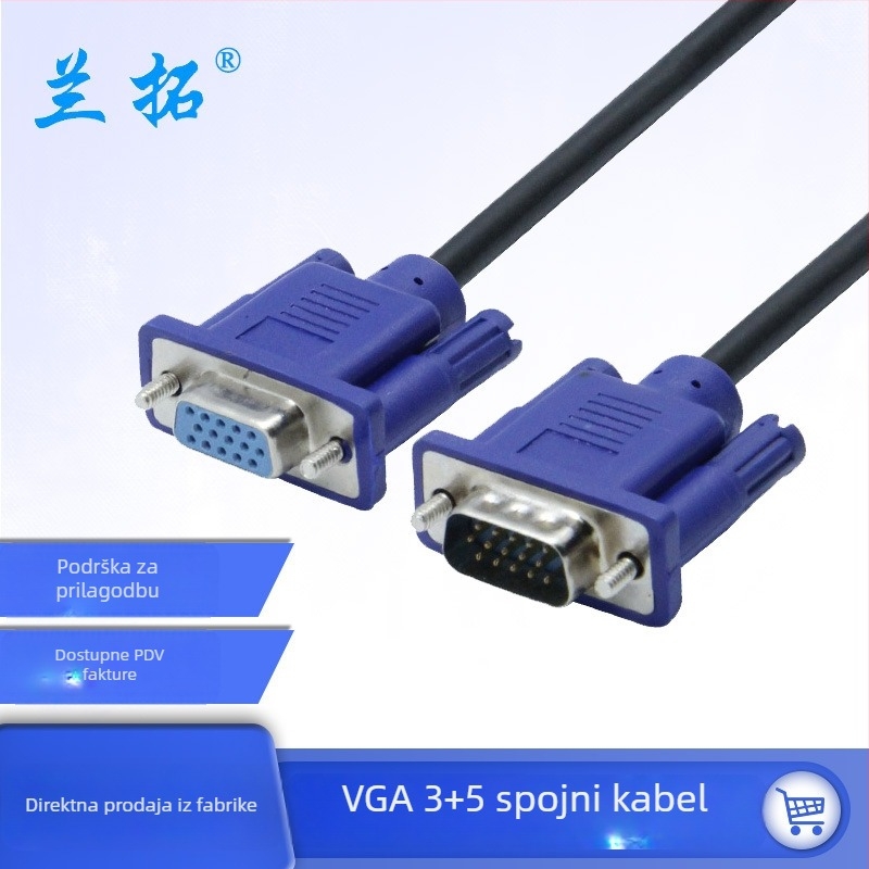 VGA kabel 1,5 m, muško-muški, za PC, monitor i projektor, bakreno obloženi čelični vodnik