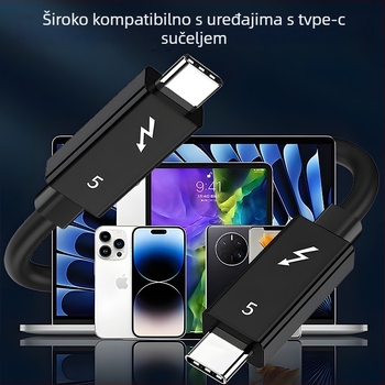 Thunderbolt 5 USB-C na USB-C kabel za prijenos, 120 Gbps, 240W brzo punjenje, potpuno funkcionalan Type-C, projekcija zaslona, 16K video