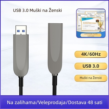USB 3.0 A muški na A ženski produžni kabel, fleksibilni bakreni vod, brz prijenos podataka do 10 Gbps, PD brzo punjenje 60 W