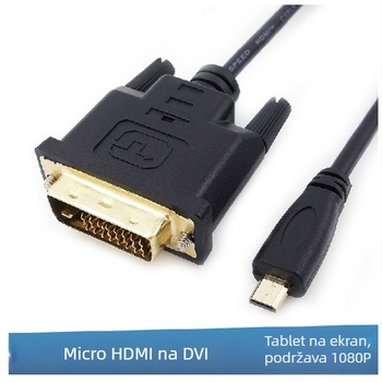Kabel Micro HDMI na DVI 24+1 za mobilne uređaje prema DVI monitoru, bakreni vodovi, duljina 1 m