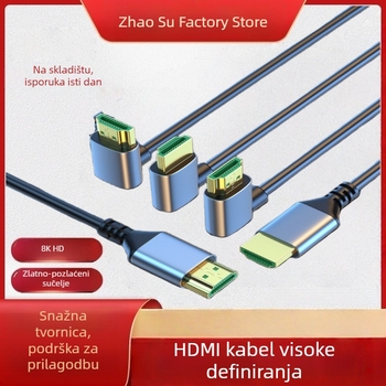 HDMI kabel 2.1, podrška 8K60, konektor s pozlaćenjem, bakar cinkovan premaz, adapter kabel