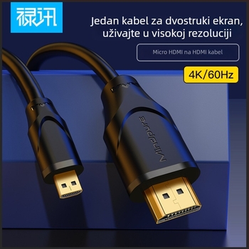 HDMI na micro HDMI kabel za Raspberry Pi, zlatno prekrivanje, 4K podrška, bakar bez kisika, model AD015
