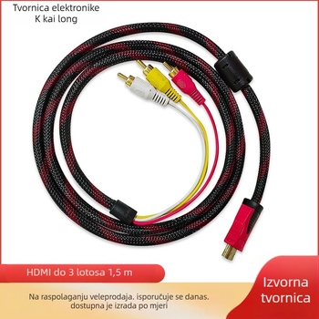 HDMI na 3RCA kabel, 1,5 m – trobojni komponentni AV kabel