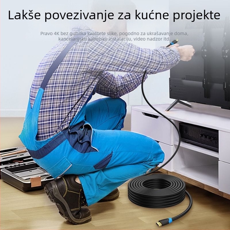 HDMI kabel za 4K uz HDMI 2.0, bakreni vodiči, zlatni konektori, dvobojno kućište, za televizore, monitore i projektore