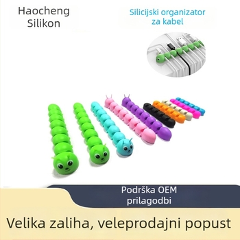 Silikonski organizator kablova HC-B024; pogodan za žice i podatkovne kablove, auto kablove, računalne i miš kablove; materijal: silikon; stil navijanja: jednostavan