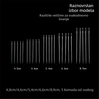 Muqin ručna šivaća igla – čelična, oštar vrh, igla s očima za izradu veza i kvilting, kućna upotreba.