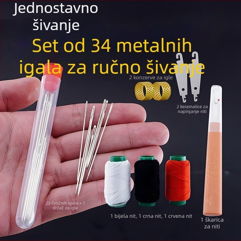 Muqin ručna šivaća igla – čelična, oštar vrh, igla s očima za izradu veza i kvilting, kućna upotreba.