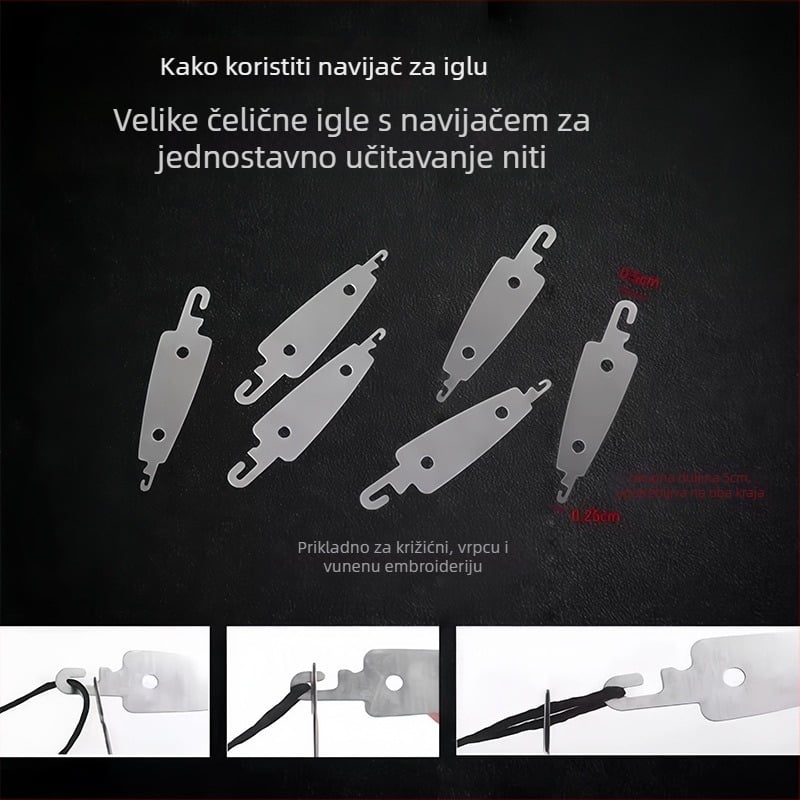 Muqin ručna šivaća igla – čelična, oštar vrh, igla s očima za izradu veza i kvilting, kućna upotreba.