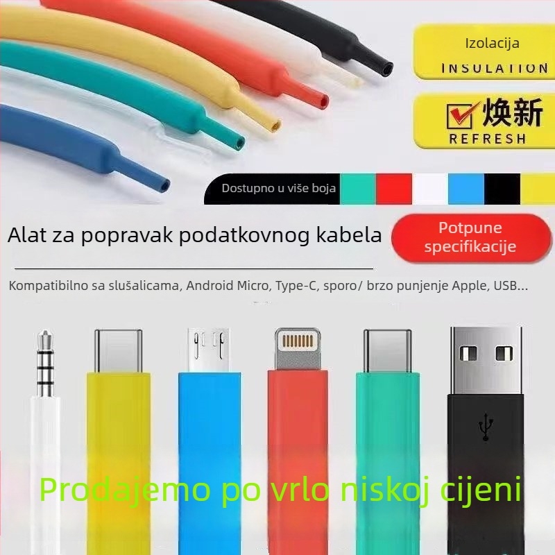 Zaštitna navlaka za kabel za podatke s toplinskim stezanjem cijevi za Apple i Android punjače — popravna navlaka, jednostavan navijački dizajn