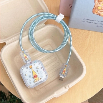 Zaštitna maska za Apple 40W punjač i omotač za kabel – TPU, otvoreni tip navijanja, jednostavan stil, uključuje kapicu, dva klipsa i konopac