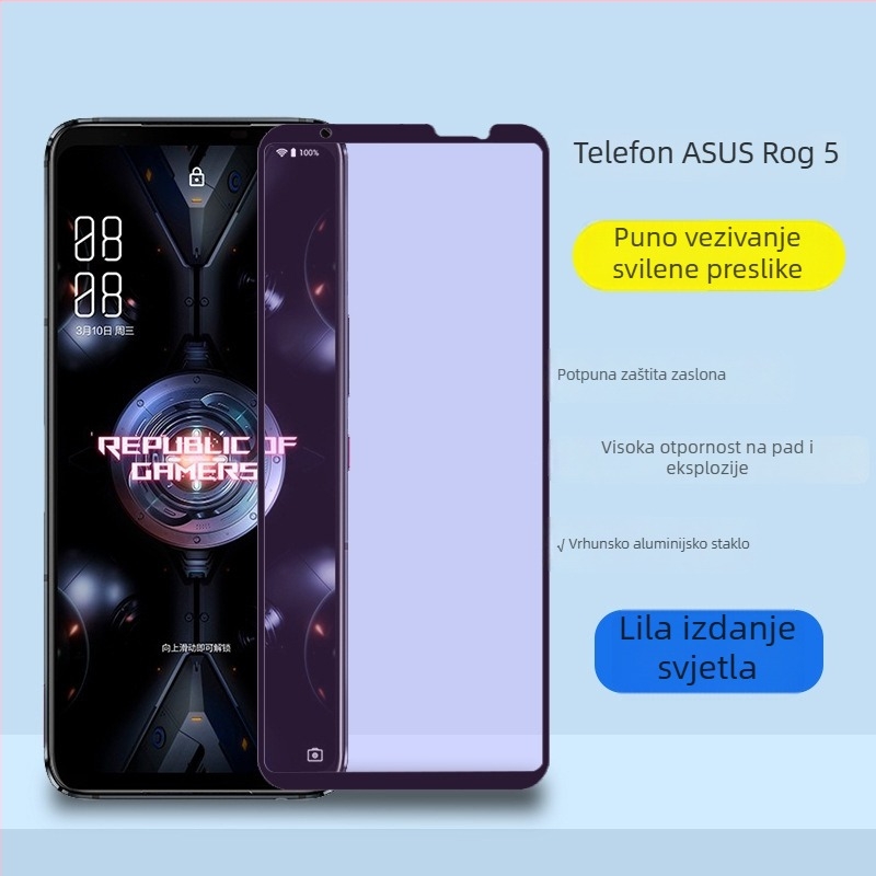 Staklena zaštitna folija za cijeli zaslon Asus ROG Phone 8 – prednji film, anti otisak prsta, automatsko popravljanje, kod 3283093
