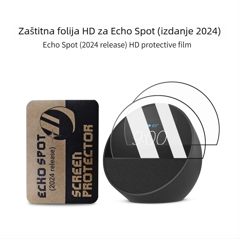 Zaštitna folija za zaslon Echo Spot 2024 – PET materijal, 0,3 mm, 90% propusnost, Zy-83 OEM, pakiranje 2 komada