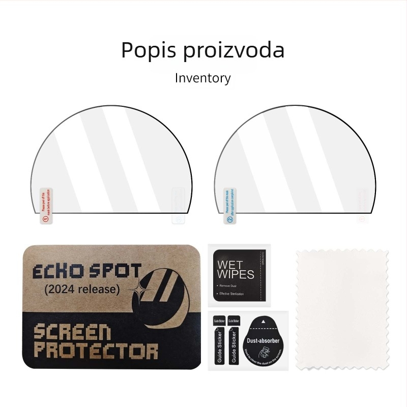 Zaštitna folija za zaslon Echo Spot 2024 – PET materijal, 0,3 mm, 90% propusnost, Zy-83 OEM, pakiranje 2 komada