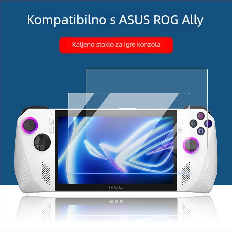 Kaljeno staklo zaštitnik zaslona za Asus ROG Ally, prijenosnu gamersku konzolu, s HD jasnoćom, otporno na eksplozije, otporno na otiske prstiju, otporno na padove, potpuno prekrivanje zaslona.