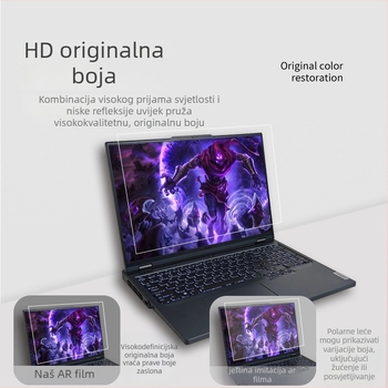 Lenovo Legion Y9000P/Y7000P AR zaštita zaslona — trostruki PET, AR anti-refleksijski film, 96% propusnost svjetla, anti-otisak prsta, premazano