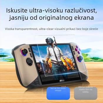 MSI Claw8 AI+ AR folija protiv odsjaja – 0,17 mm, 95% propusnost, potpuno pokrivanje, otporna na otiske prstiju, visoka jasnoća