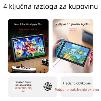 Nintendo Switch zaštitna folija za zaslon s anti-refleksijskom premazom, AR premaz, propusnost 95%, debljina 0,17 mm